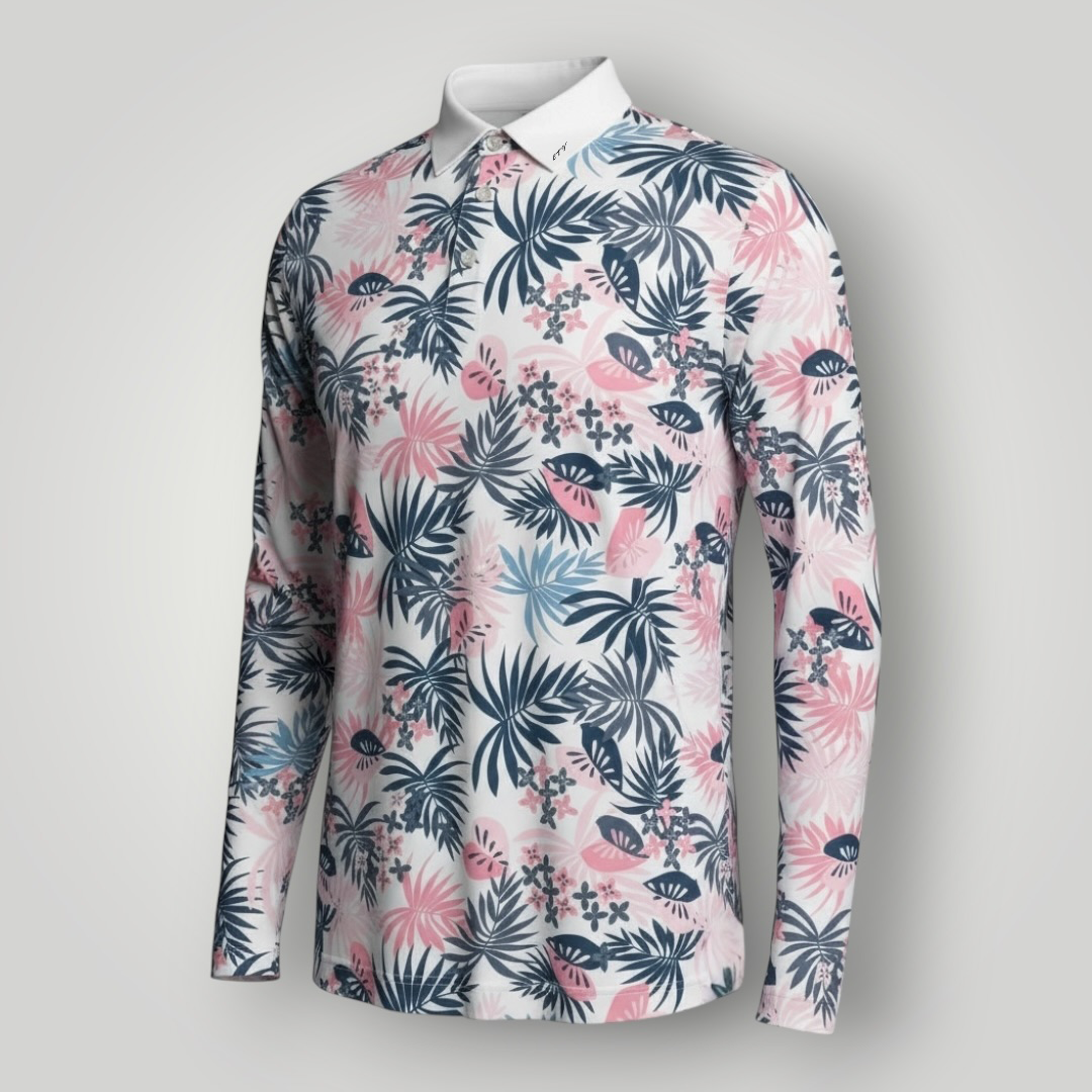Tropical UPF 50+ Long Sleeve Golf Polo Canada — Lab Tested Sun Protection | Enjoy the Vu