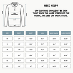 Enjoy the Vu long sleeve golf polo size chart — measurements in inches for UPF 50+ sun protection polo
